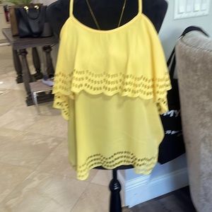 Cold shoulder yellow top